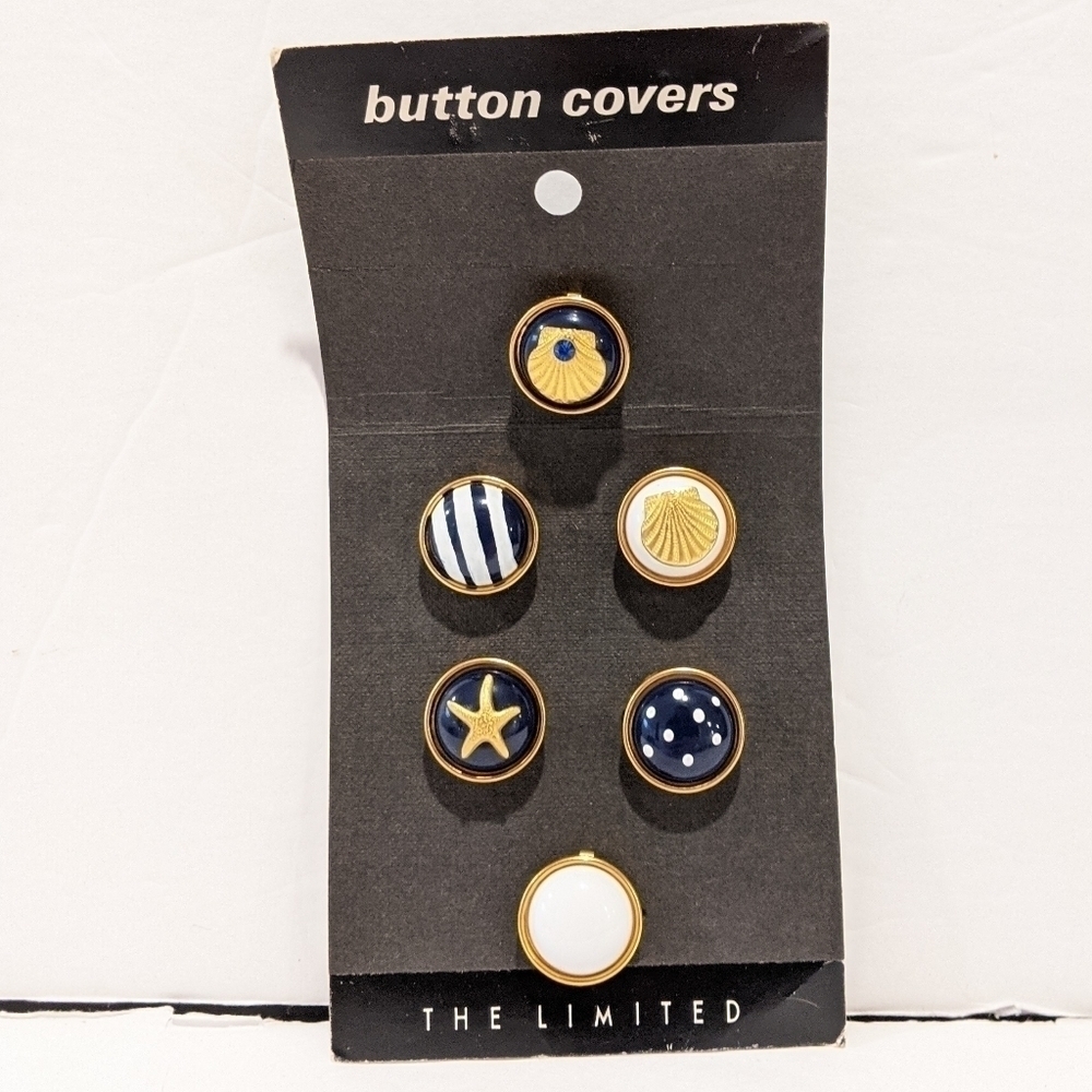 2/$20 NWT 6 Nautical Button Covers Navy Blue Gold Beach